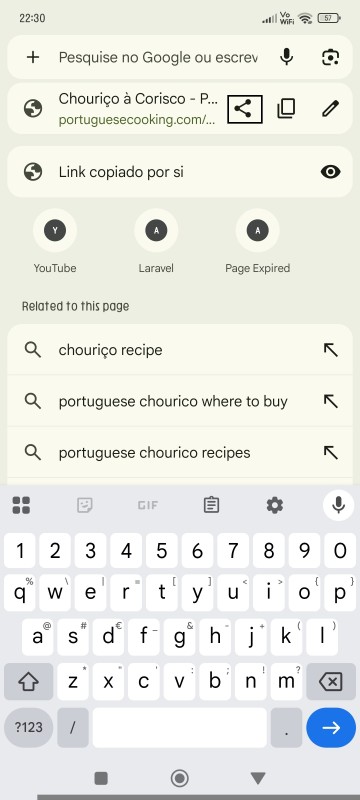 Share recipe link from browser